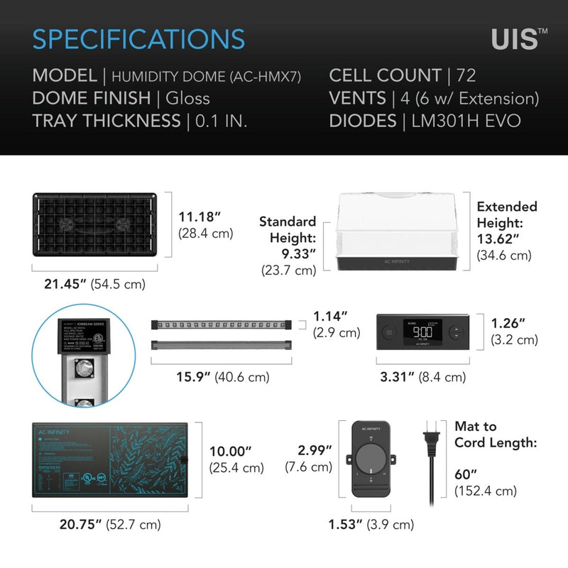 AC Infinity Heavy Duty Large Germination Kit with Height Extension, LED Grow Light Bars, Seedling Heat Mat - Indoor Farmer
