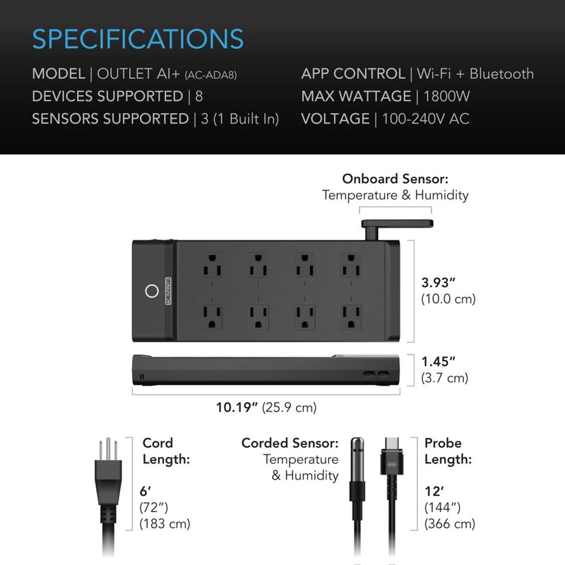 AC Infinity OUTLET AI+ Environment Controller – 8 Smart WiFi Outlets - Indoor Farmer
