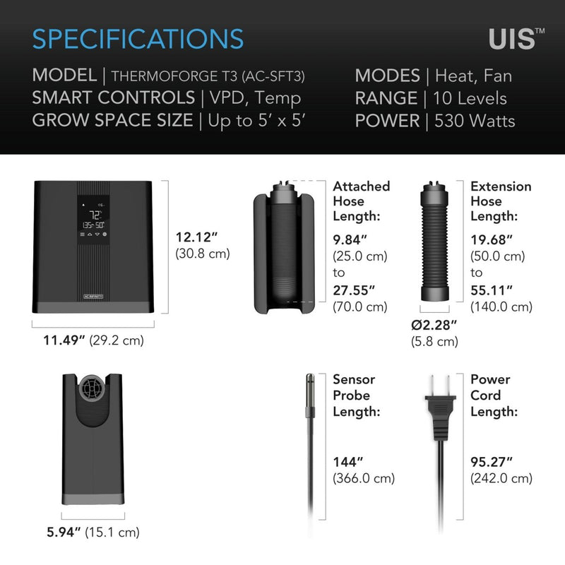 AC Infinity THERMOFORGE T3 Environmental Plant Heater - Indoor Farmer