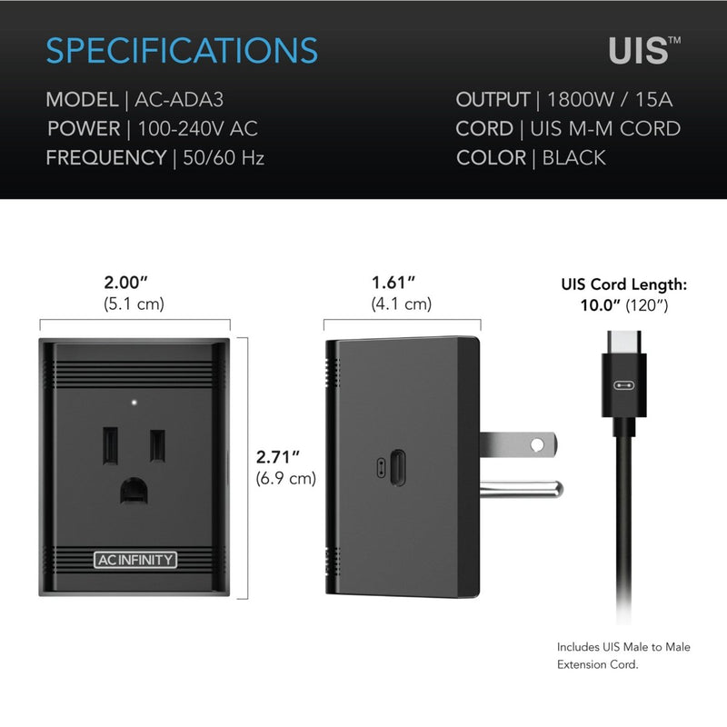 AC Infinity UIS Control Plug for Outlet - Powered Equipment - Indoor Farmer