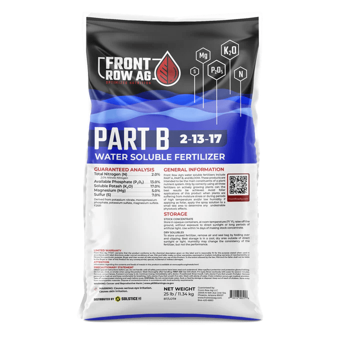 Front Row Ag Soluble Fertilizer PART B (2 - 13 - 17) 25 LB - Indoor Farmer