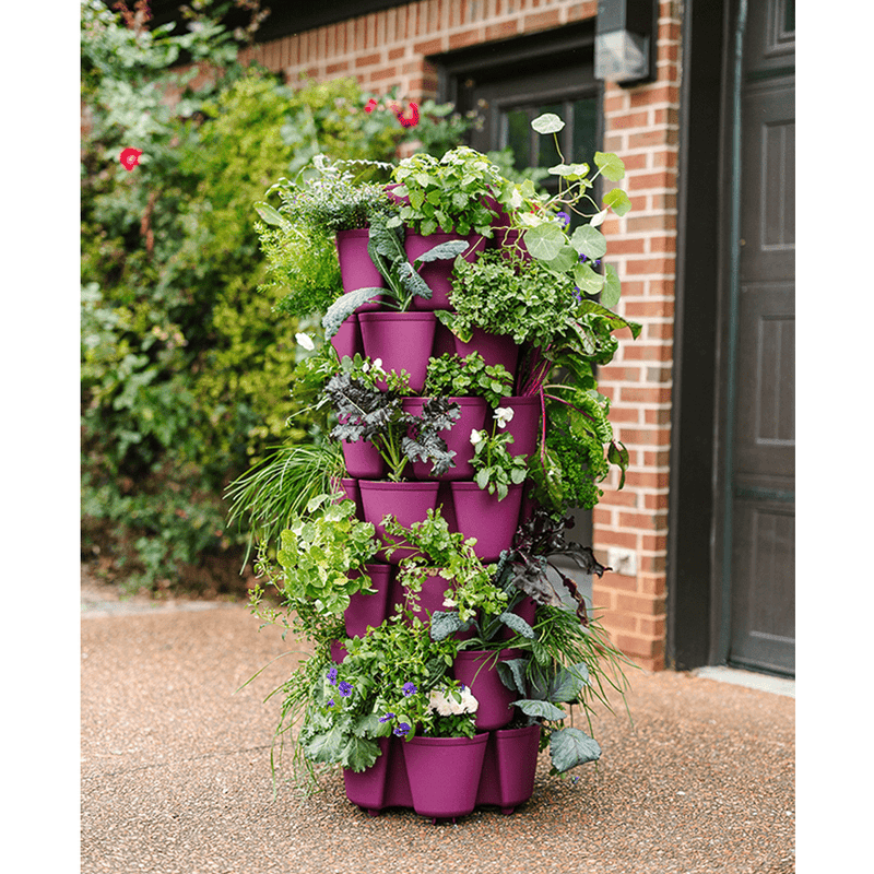 GreenStalk 7 Tier Leaf Vertical Planter Razzleberry - Indoor Farmer