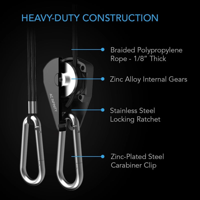 AC Infinity Heavy Duty Adjustable Rope Clip Hanger - Indoor Farmer