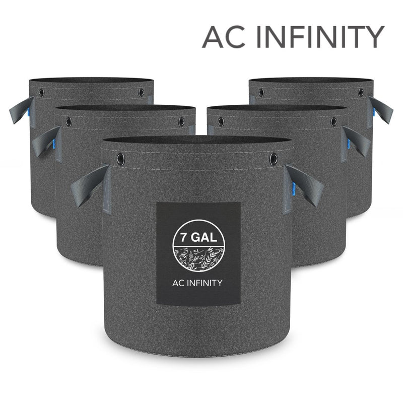 AC Infinity Heavy-Duty Round Fabric Pot (5-PACK) - 7 Gallon - Indoor Farmer