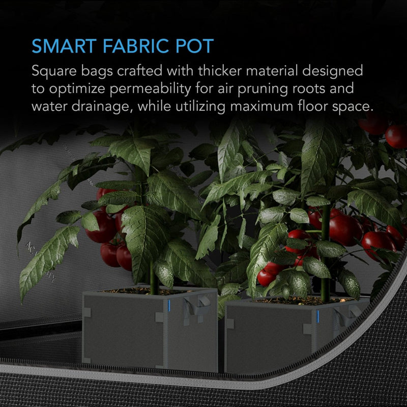 AC Infinity Heavy-Duty Square Fabric Pot (5-PACK) - 7 Gallon - Indoor Farmer