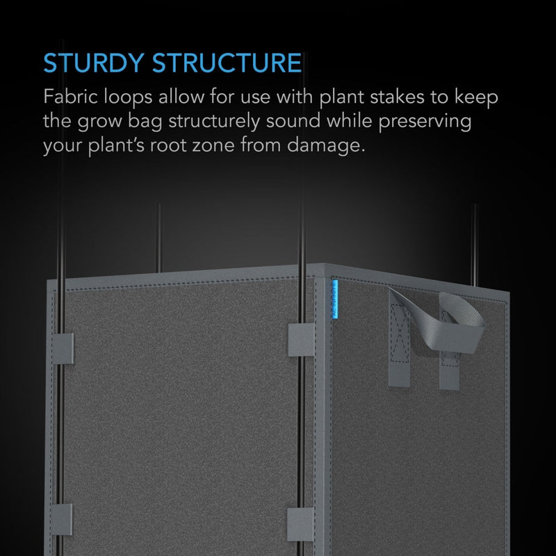 AC Infinity Heavy-Duty Square Fabric Pot (5-PACK) - 7 Gallon - Indoor Farmer