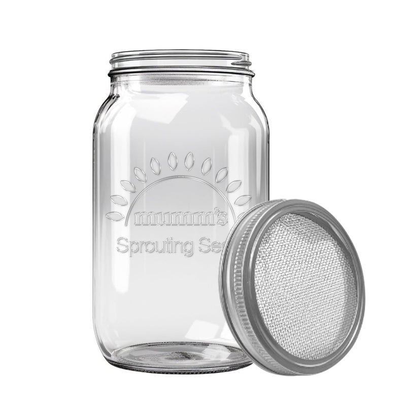 Mumm's Sprouting Seeds Glass Sprouting Jar 1 Litre - Indoor Farmer